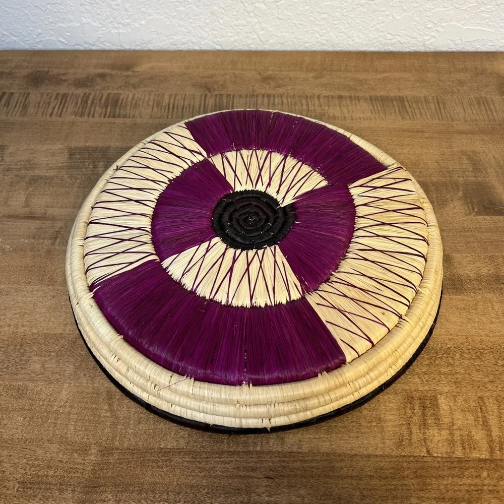 Vintage Handwoven Boho Wall Basket Tray‎ African Fish Spiral Design